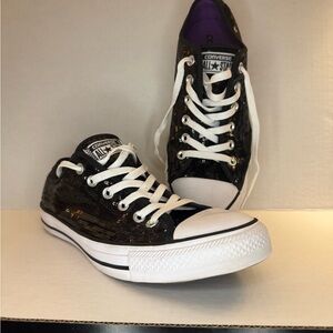 Converse Black Sequined Low Top Sneakers, women’s 10